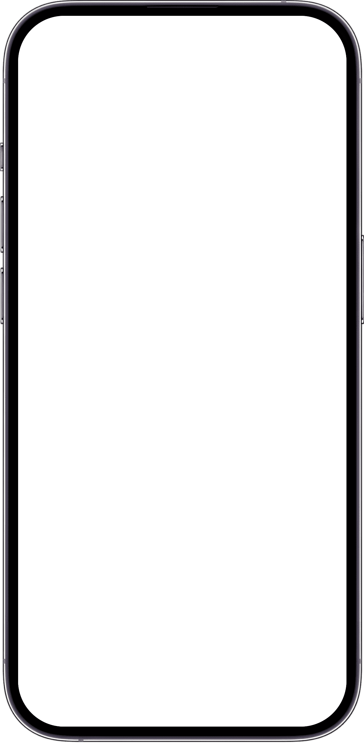 Smartphone mockup frame with a blank white screen and thin black bezels.